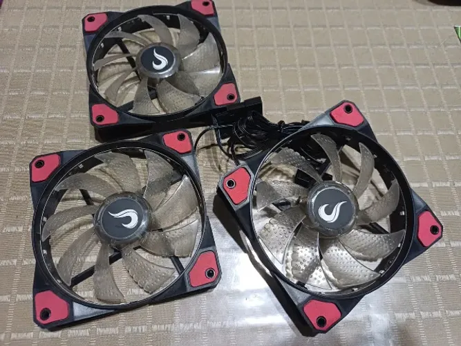 Kit 3 Cooler Fan Led Vermelho Gamer Ventoinha 120mm 12v