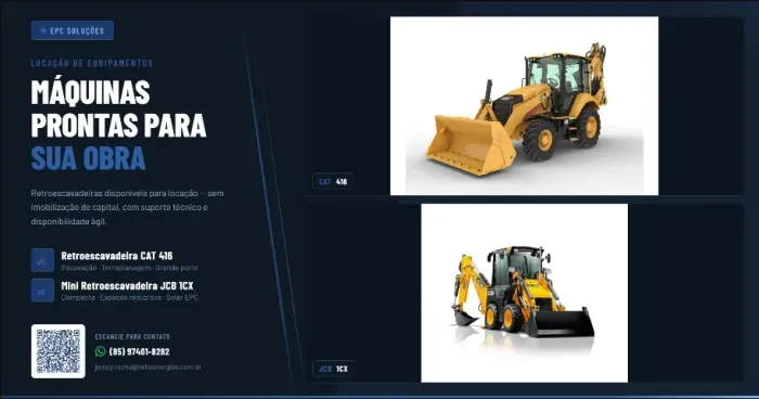 Locação de Máquinas (Retroescavadeira e Mini Retroescavadeira)