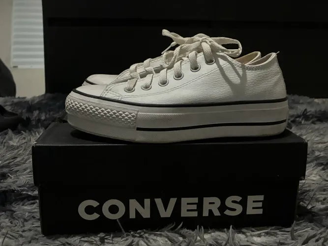 Tênis Converse All Star Lift Ox Plataforma Couro Branco