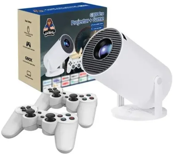 PROJETOR SUPER GAMER G300 PRO BRANCO + 2 CONTROLES (COM 200 JOGOS)