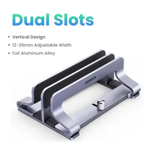 Suporte Vertical UGREEN Dual Slot Ajustável em Alumínio