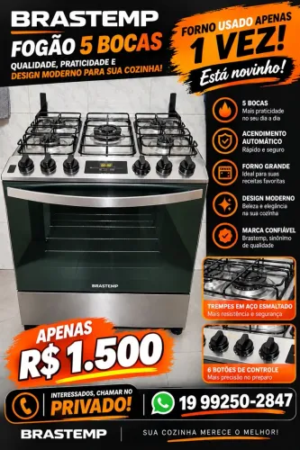Fogão 5 bocas Brastemp novinho
