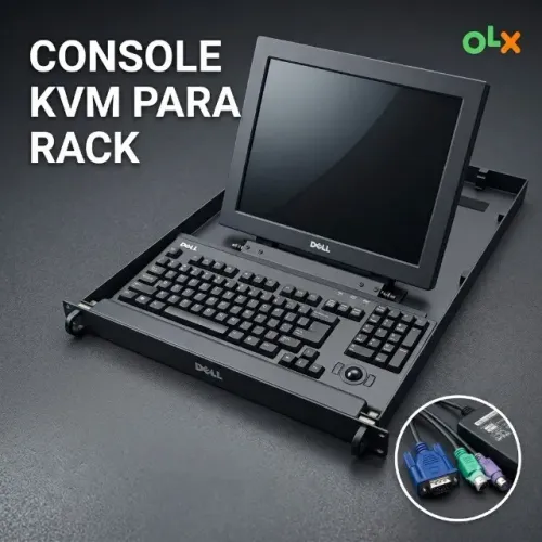 Gaveta KVM Console de Rack 1U DELL (Monitor, Teclado e Mouse) - Completo