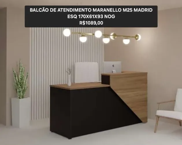 BALCÃO DE ATENDIMENTO MARANELLO M25 MADRID ESQ 170X61X93 NOG