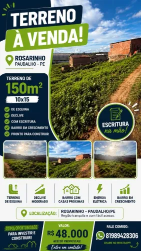 Terreno 150 m² em Paudalho