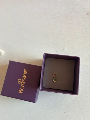 Pingente Original Rommanel dourado e verde 