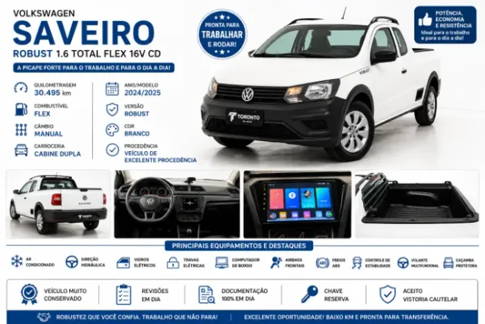 Volkswagen Saveiro Robust 1.6 Total Flex 16V CD 2024