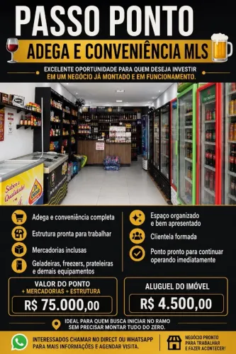 Passo o ponto de Adega e conveniência 