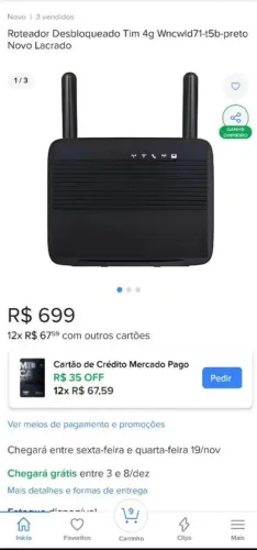 Modem desbloqueado chip 3g, 4g. Internet rural, modelo WLD71-T5B