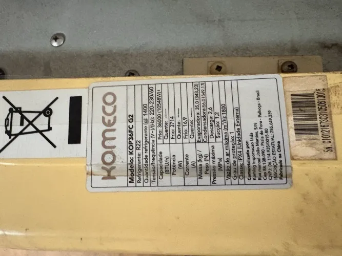 AR-CONDICIONADO KOMECO 36.000 BTUs - COMPLETO
