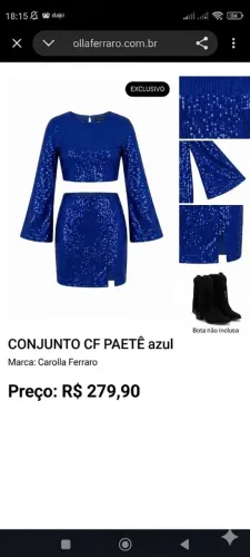 Conjunto Paetê Azul