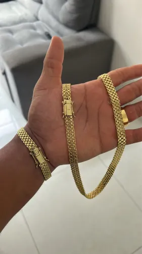 Cordão banhado a ouro 18k - esteira 
