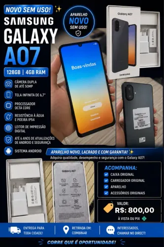 SAMSUNG GALAXY A07 128GB/4RAM | Nunca foi usado/ novo