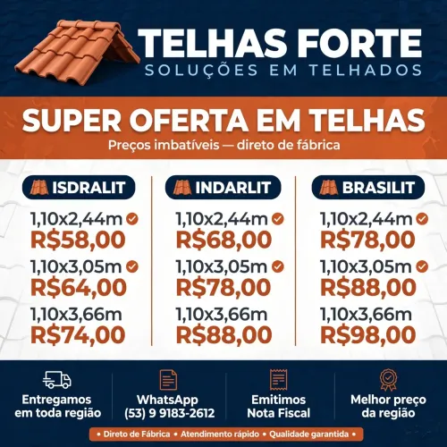 TELHAS FIBROCIMENTO PROMOÇÃO