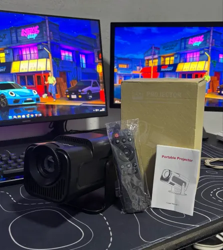 Projetor 4K HY320 Android 11 + Tela de projeção