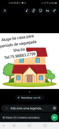 Aluga se casa para temporada de vaquejada