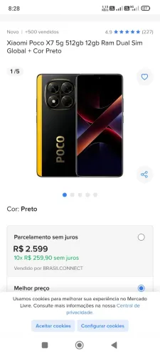 Celular xiami poco X7 5G 256 gb 8ram novo