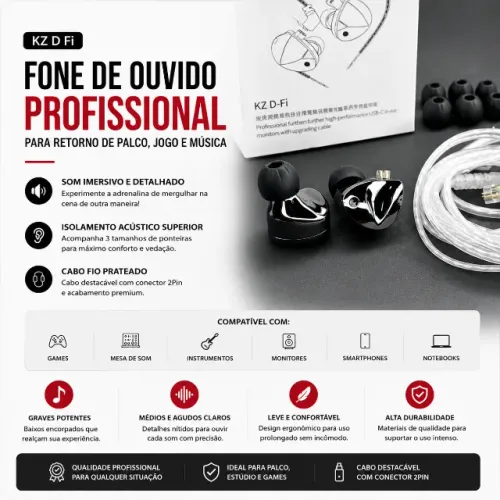KZ  D-Fi ? Som HiFi profissional ? Graves fortes e detalhados ?Médios limpos e cristalinos