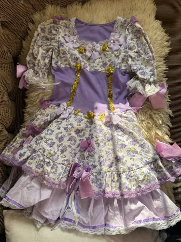 Vestido de Festa Junina Infantil - Lilás Floral