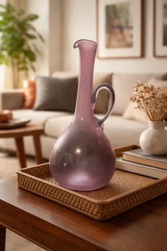 Vidro decorativo rosé com alça - altura 35cm