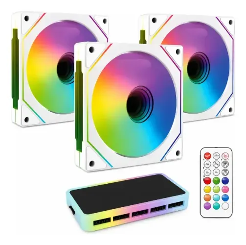 KIT 3 FANS E CONTROLADORA PRETA OU BRANCA 