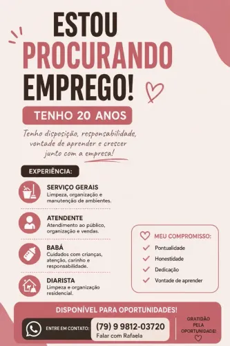 Estou atrás de emprego 