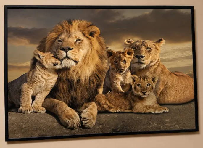 Quadro Gigante família de Leões