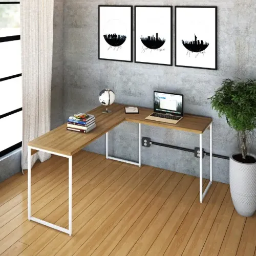 Mesa De Escritório Em L 120x120 escrivaninha moderna industrial pe quadro - Nova