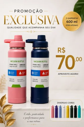 Kit 2 garrafas térmicas por 70,00