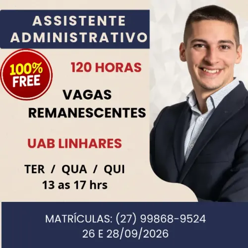 OPORTUNIDADE GRATUITA: VAGAS REMANESCENTES PARA O CURSO DE ASSISTENTE ADMINISTRATIVO! ?