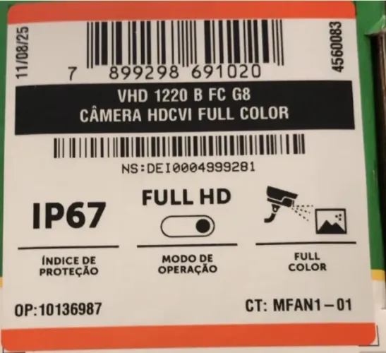 Camera Intelbras Full Color Vhd 1220 B G8 Multihd 2,8mm Cor Branco
