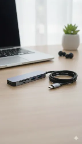 Hub USB-C 4 em 1 - Alumínio (USB 3.0 + SD/Micro SD) - Novo