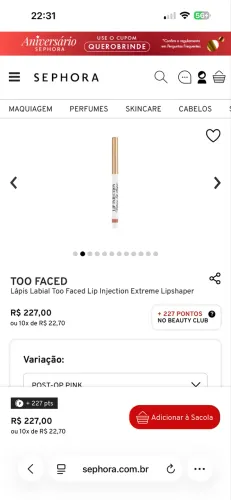 Vendo lápis de boca too faced