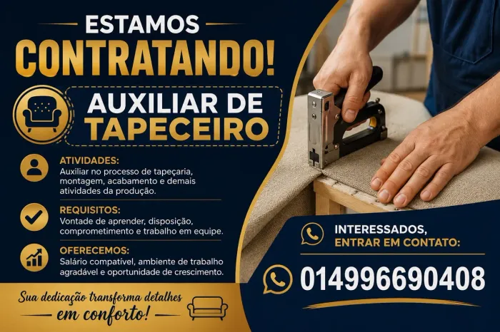 Vaga para tapeceiro ou costureira