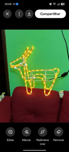Rena de Papai Noel com pisca pisca