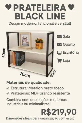 Prateleira tripla com metalon