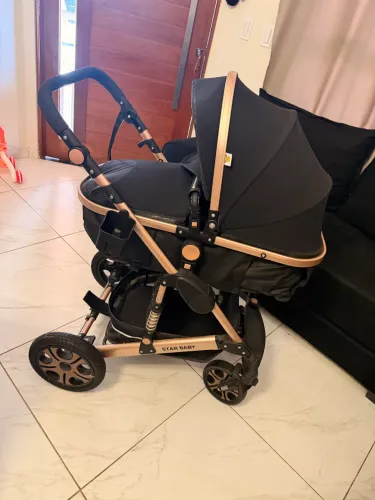 Carrinho De Bebê Europeu Luxo 3 em 1 + Moisés Berço + Bebê Conforto e Base Veicular