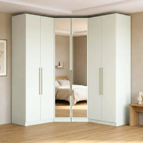 Guarda Roupa Modulado de Canto com Espelho 6 Portas 3 Gavetas