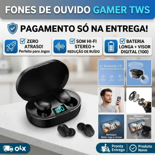 Fone de Ouvido Bluetooth TwS