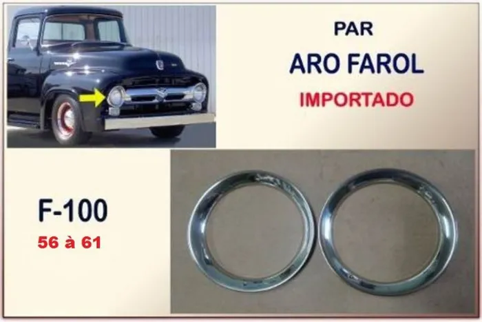 Aro Farol F-100 F-350 F-600 56 A 61 Ford Inox Importado - Par