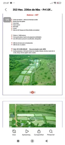 Fazenda 353 hect. em Nobres MT. Criação de peixes e plantio <br>Criação de peixes e plantio.<br>