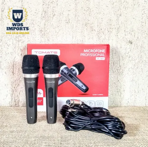 Microfone Duplo com Fio Profissional - Tomate