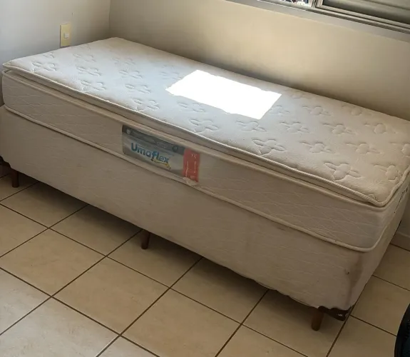 Cama box solteiro base com colchão