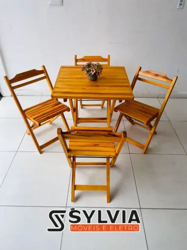 Conjunto dobrável madeira pereira 