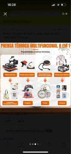 Prensa Térmica 8x1 Sublimação Paro Bonés Camisetas Canecas