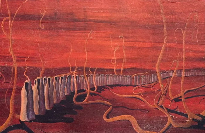 Tela com pintura Misteriosa e Hipnótica: Uma Obra de Arte Única