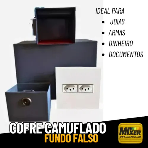 Cofre Tomada Secreta Com Gaveta Interna e Fundo Falso _ CS253