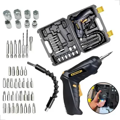 maleta de Chave De Fenda Elétrica 3.6v 47peças Bateria Recarregável Preto BOMVINK