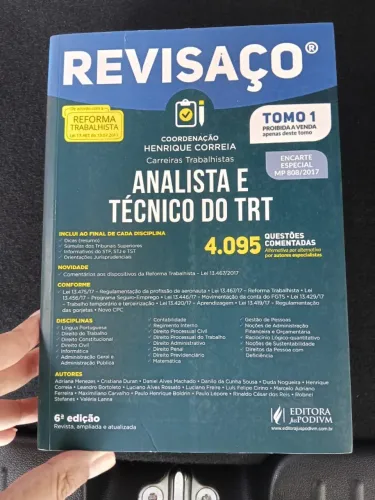 Revisaço Analista e técnico do TRT tomo 1 