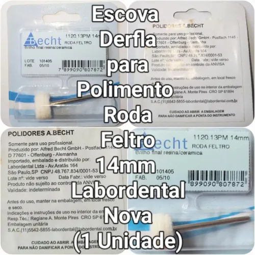 Escova Derfla Polidora com Roda de Feltro 14mm Labordental Nova